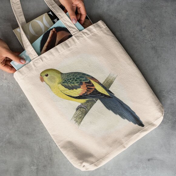 Regent Parrot Vintage Print Graphic Canvas Tote Bag - Picture 2 of 5